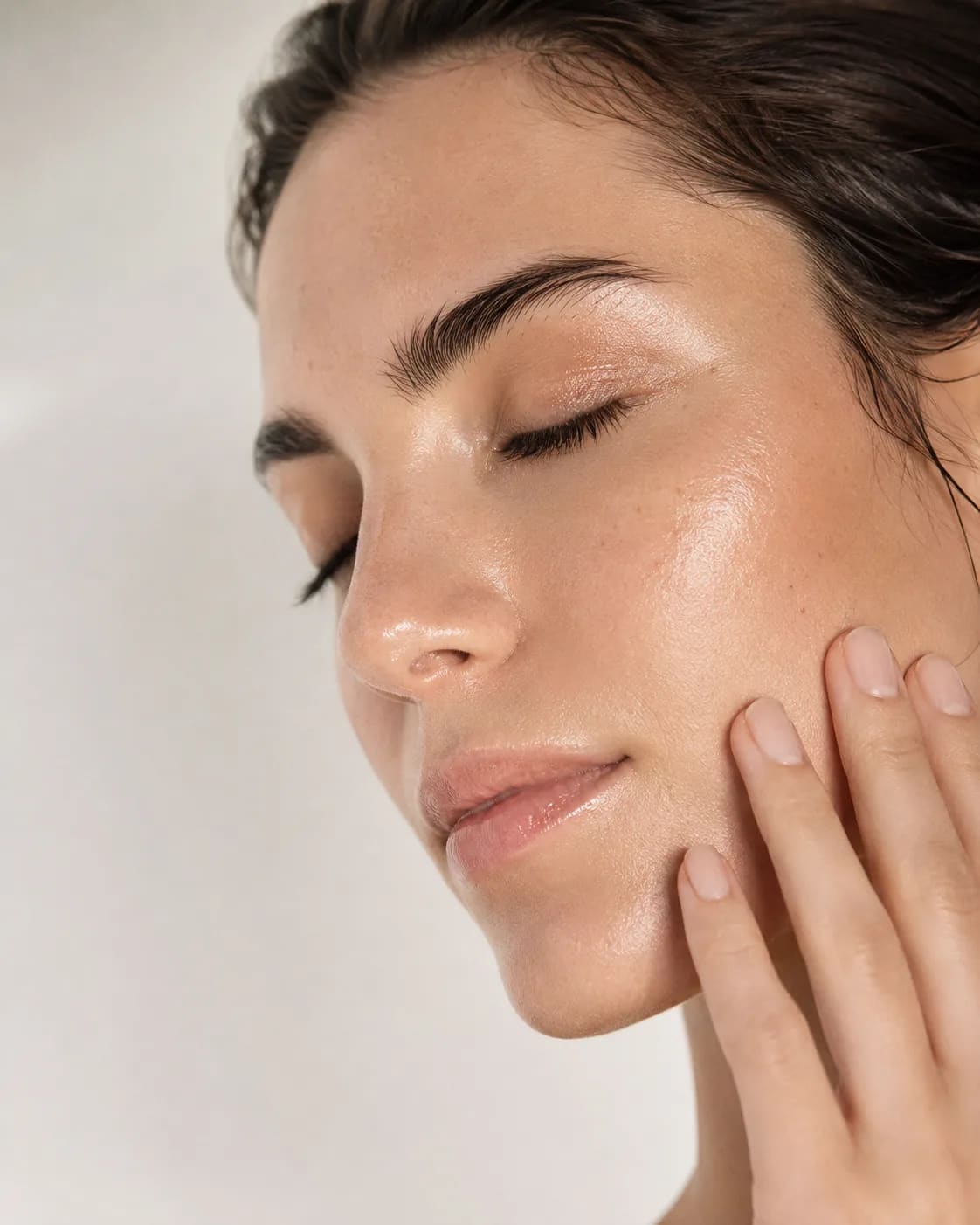 Skin-focused beauty portrait for a PRP consultation